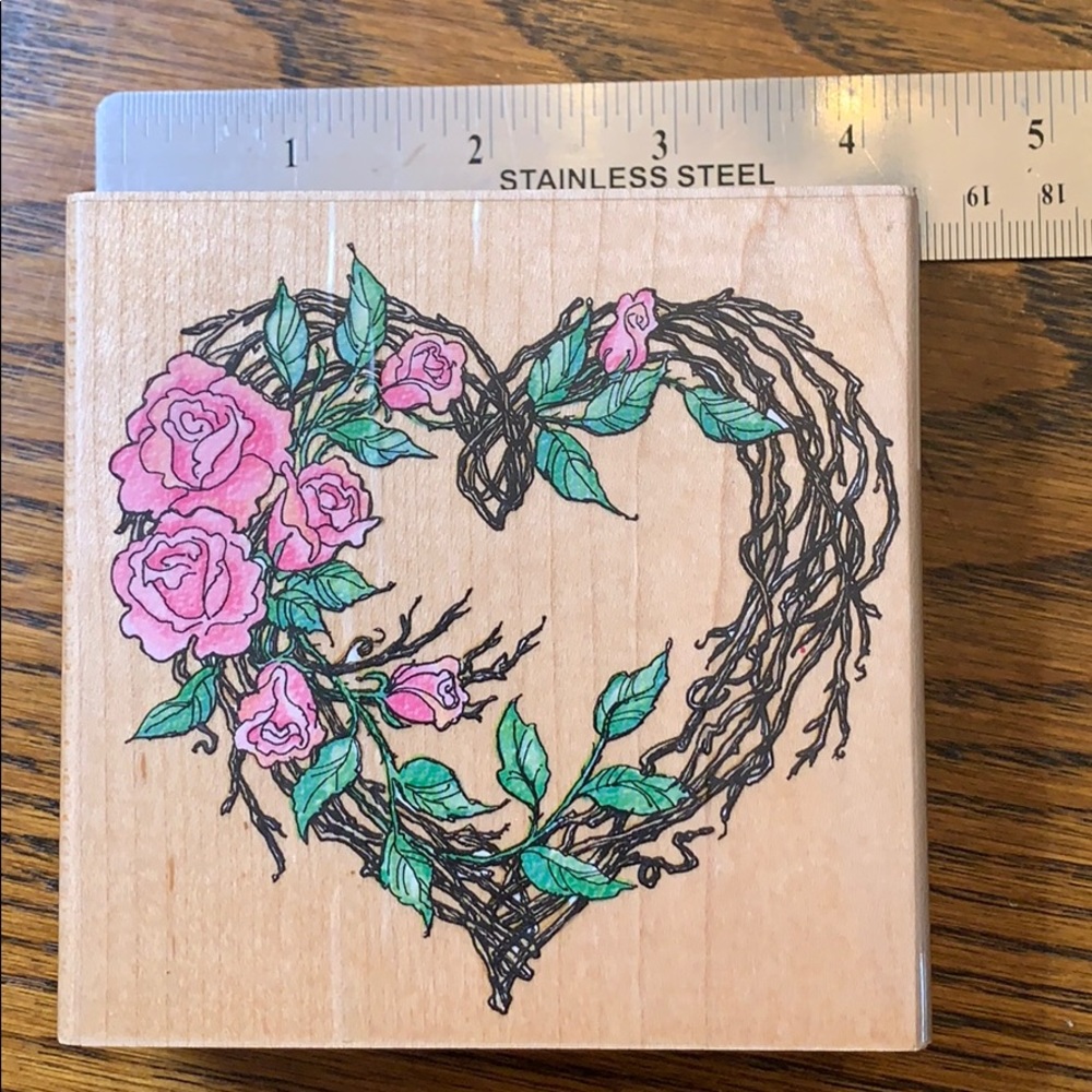 Rose Heart Wreath rubber stamp